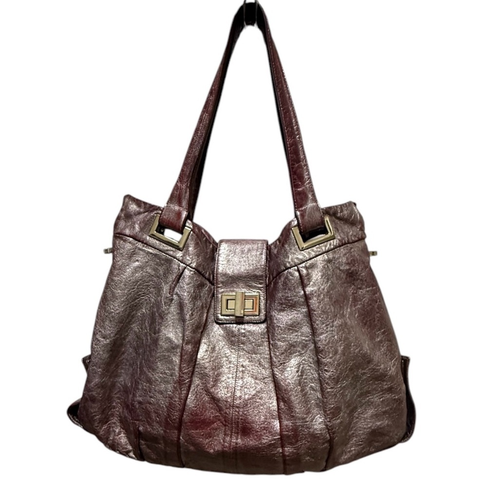 Kooba Natasha Silver/Red Leather convertible Tote/Hobo handbag MSRP $675
